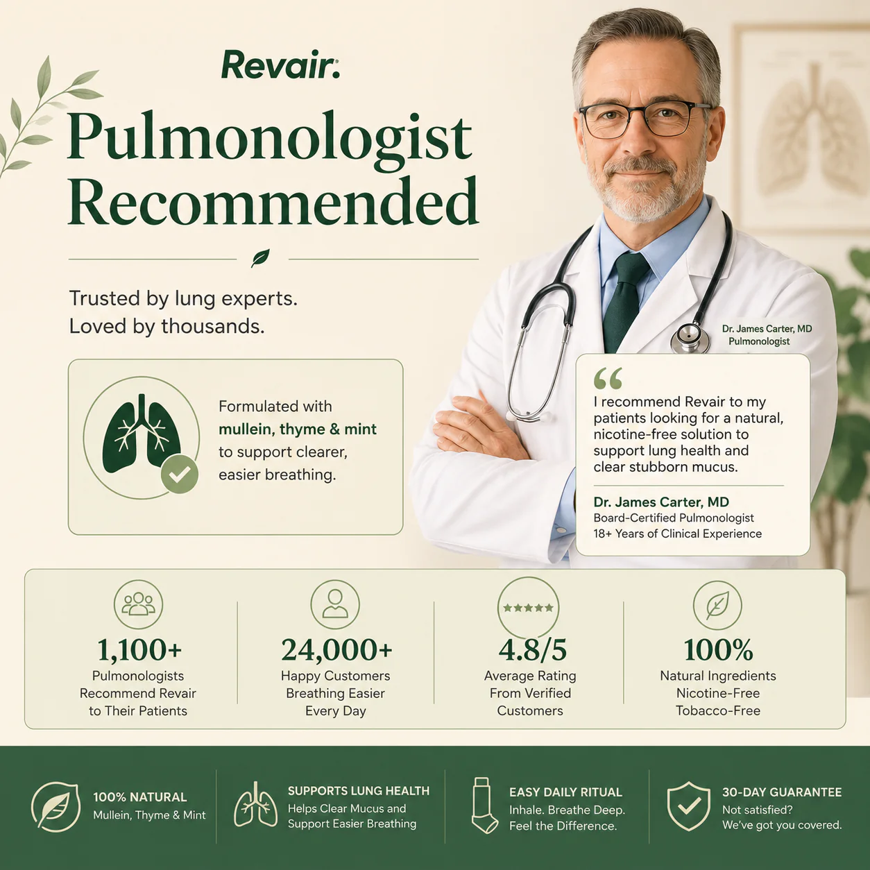 Revair nicotine-free herbal inhaler