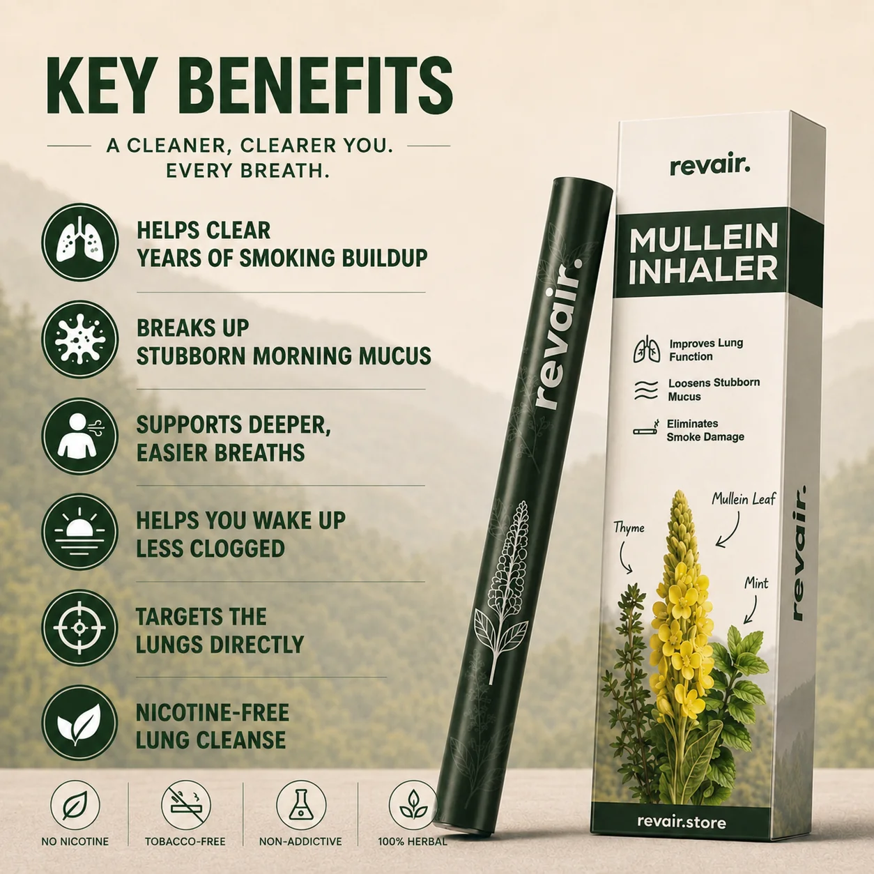 Revair pen-style herbal inhaler device