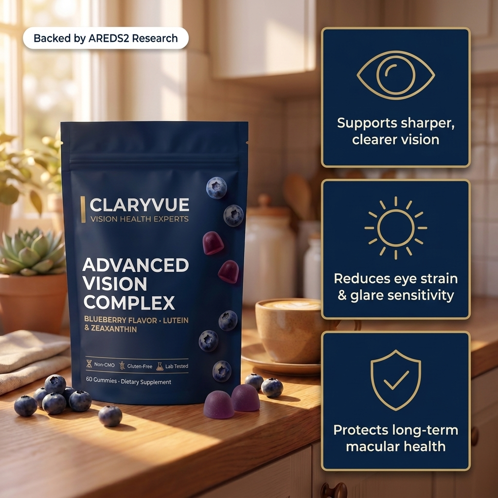 Claryvue vegan blueberry eye support gummies