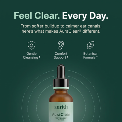AuraClear botanical drops for gentle ear cleaning and wax softening