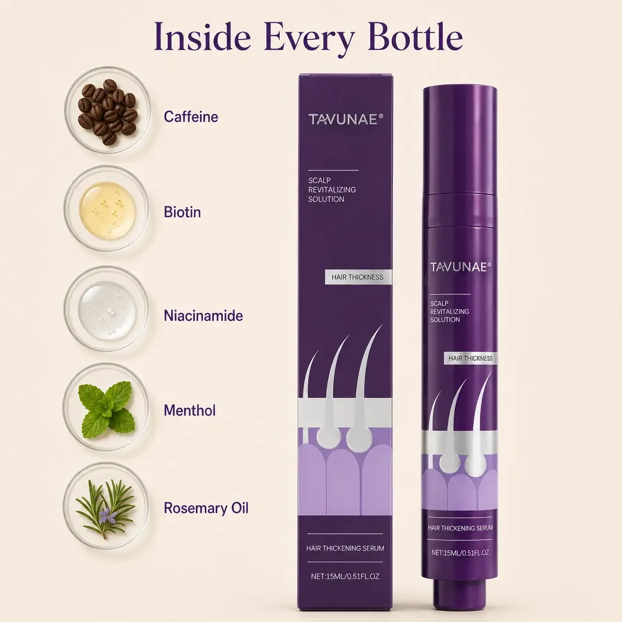 Tavunae® roll-on scalp serum with metal applicator