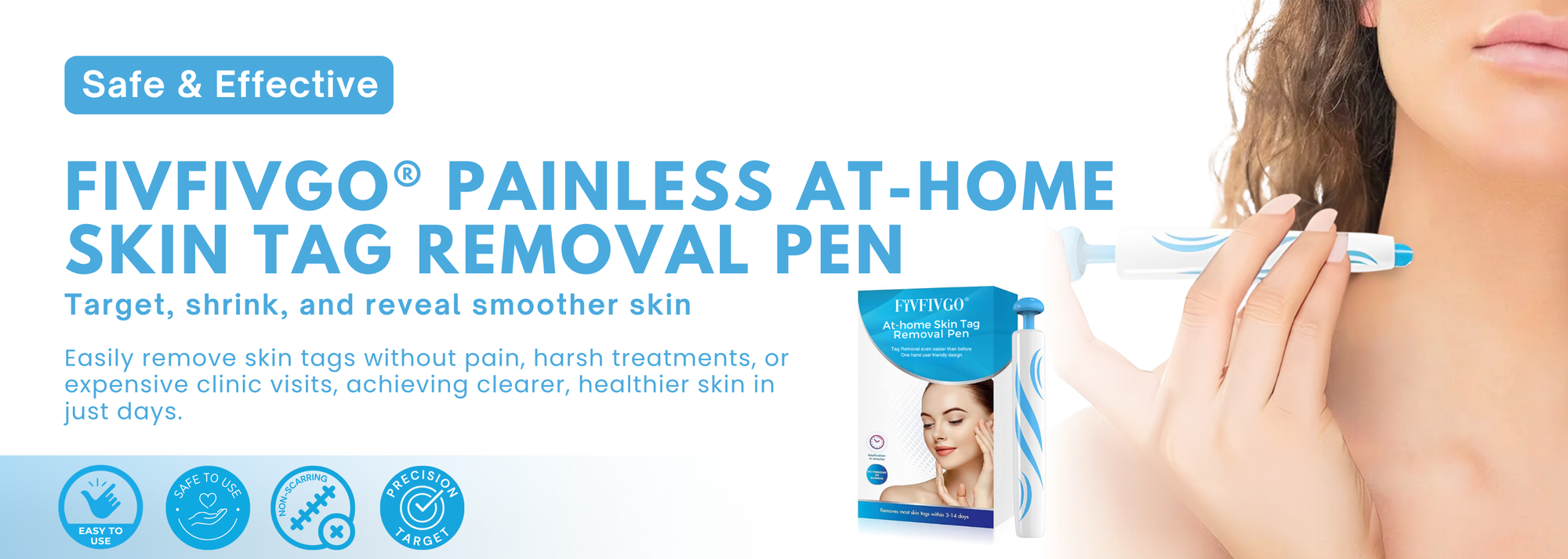 Fivfivgo reusable skin tag removal pen using rubber-band ligation