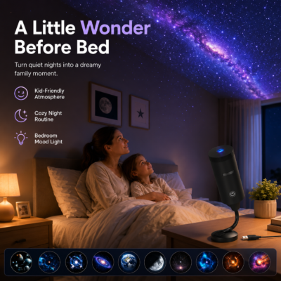 Star projector with flexible 360° gooseneck
