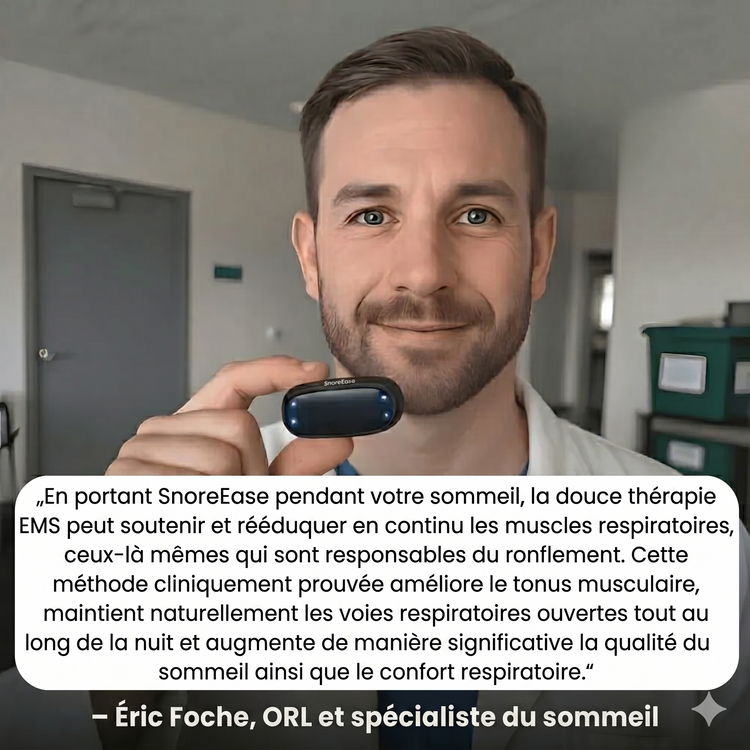 SnoreEase dispositif EMS porté pendant le sommeil