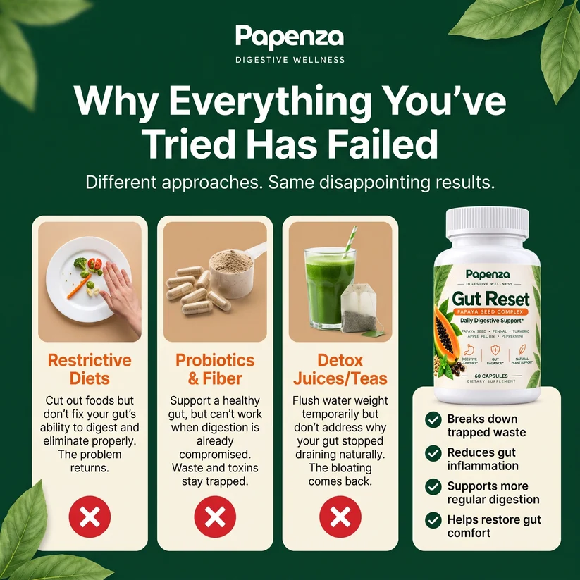 PAPENZA capsule supplement with a ten-ingredient digestive-care blend for adults