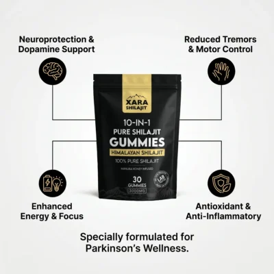 XARA SHILAJIT gummy supplement featuring a 10-in-1 blend