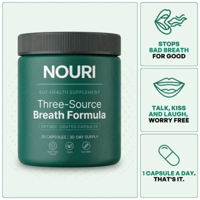 NOURI breath formula with 250 mg artichoke leaf extract standardized to 2.5% cynarin per capsule