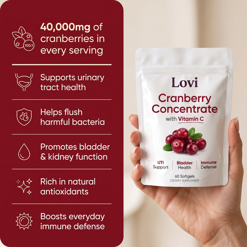 Lovi cranberry extract and vitamin C softgels