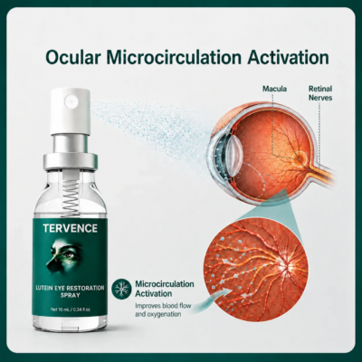 TERVENCE® compact pump delivering a fine mist over closed eyelids
