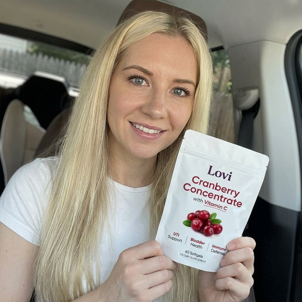 Lovi softgels providing vitamin C at 100% Daily Value per serving