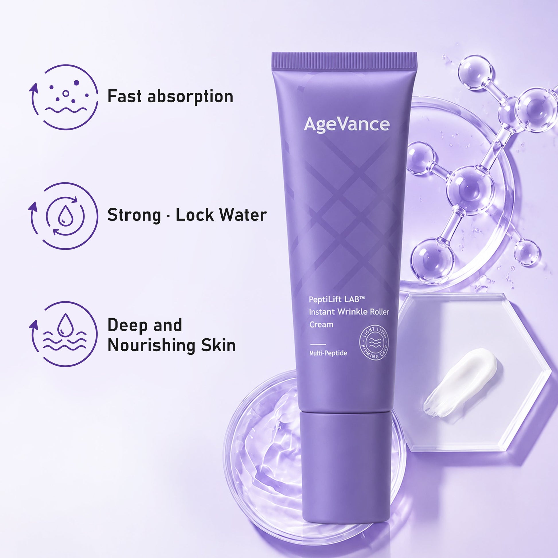AgeVance integrated massage applicator with six cooling metal beads