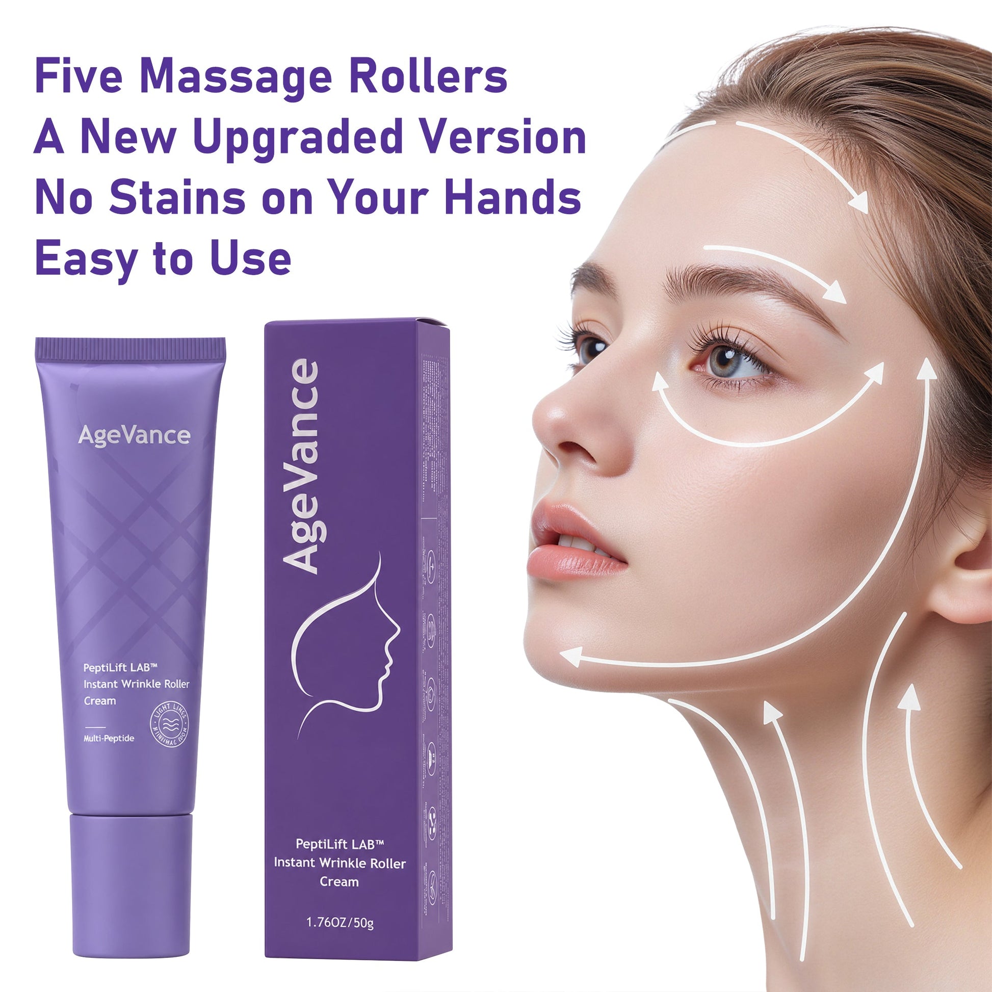 AgeVance cream in a compact purple 50 g tube