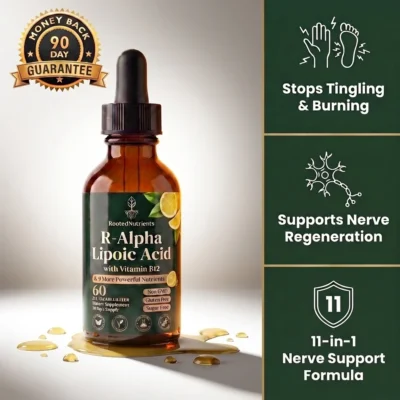 RootedNutrients formula listing 600 mg of R-alpha lipoic acid