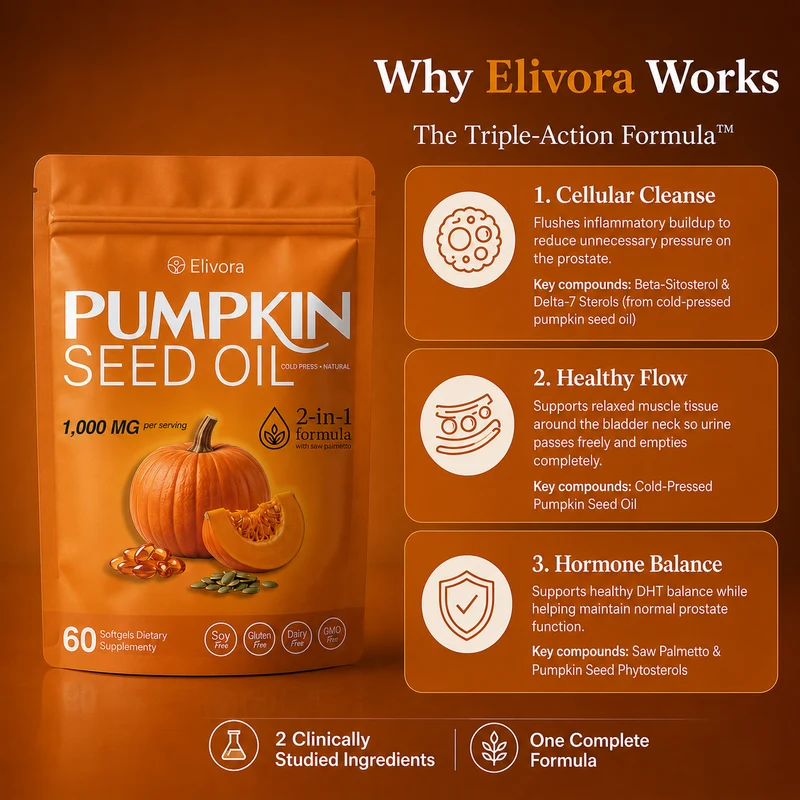 Elivora pumpkin seed oil softgels containing essential fatty acids